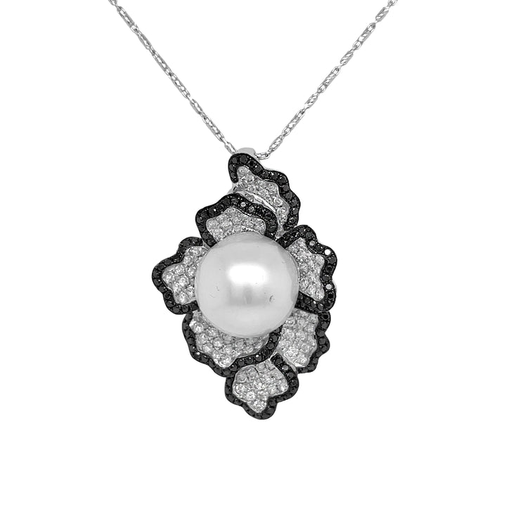 18kt White Gold Pearl and Diamond Pendant