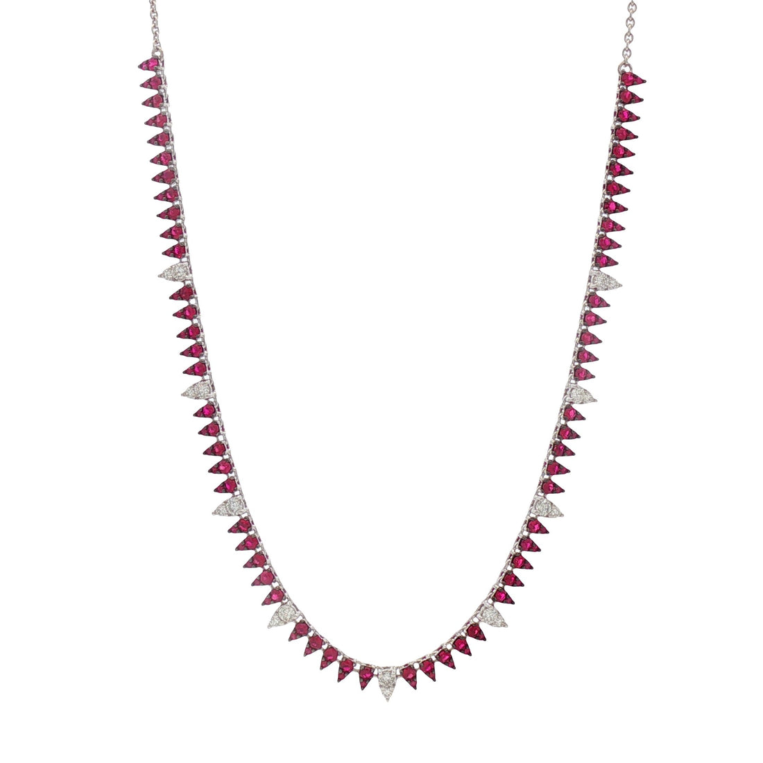 18kt White Gold Diamond And Ruby Necklace