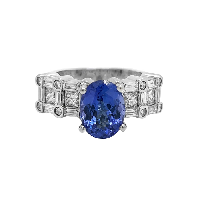 14kt White Gold Diamond and Tanzanite Ring
