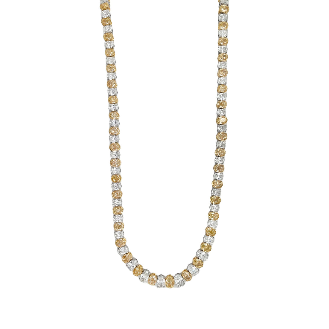 18kt Yellow and White Gold Diamond and Yellow Diamond Tennis Necklace