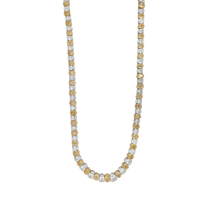 18kt Yellow and White Gold Diamond and Yellow Diamond Tennis Necklace