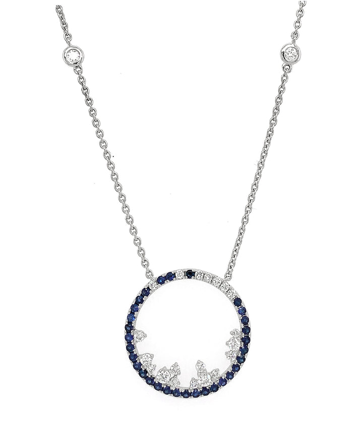 18kt White Gold Diamond and Sapphire Necklace