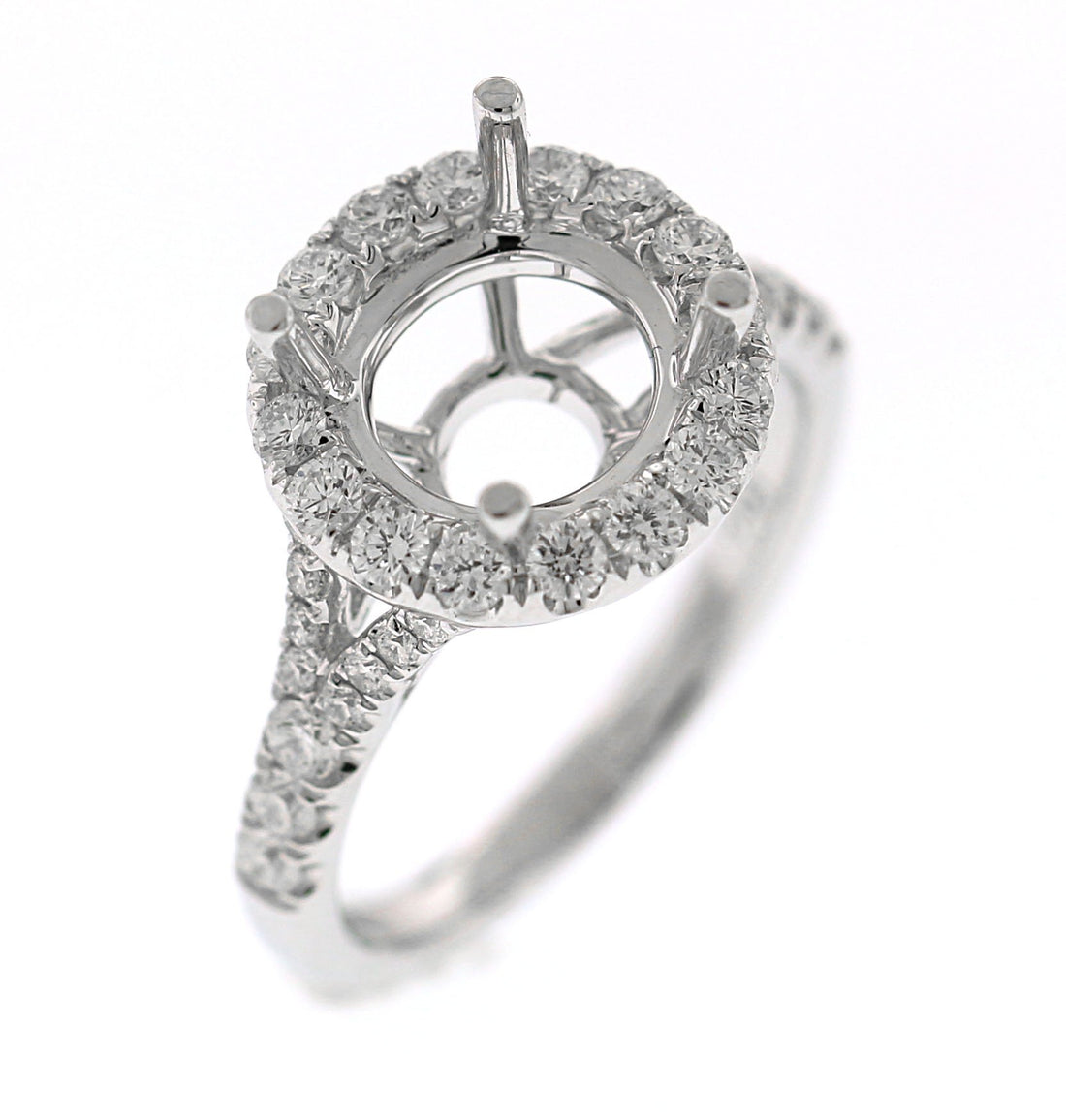 18kt White Gold Diamond Halo Semi Mount