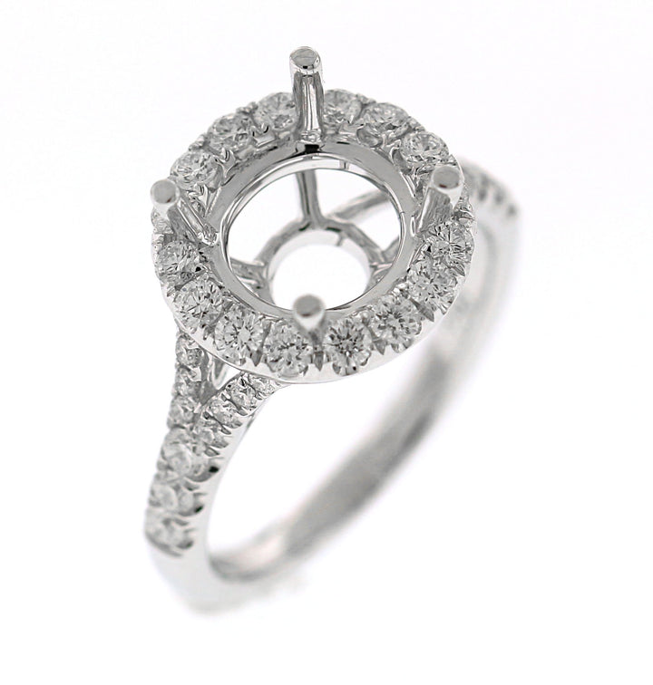 18kt White Gold Diamond Halo Semi Mount