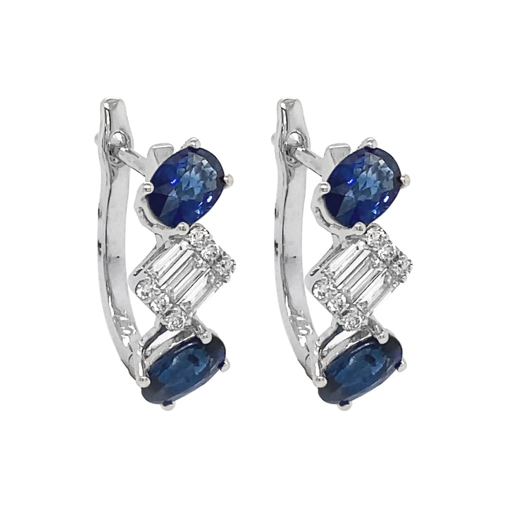 18kt White Gold Diamond and Sapphire Earrings
