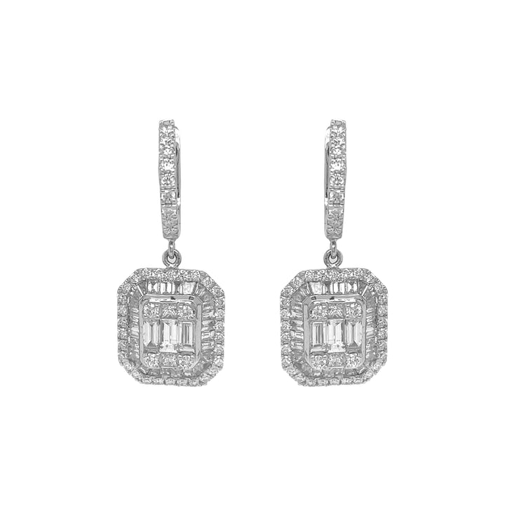 18kt White Gold Diamond Dangling Earrings
