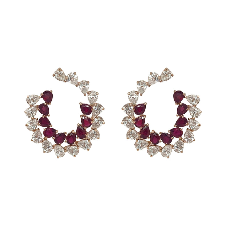 18kt Rose Gold Diamond And Ruby Earrings