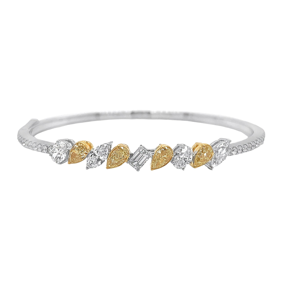 18kt Yellow and White Gold Diamond and Yellow Diamond Bangle