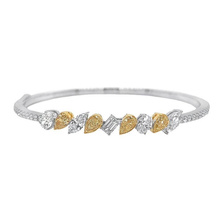 18kt Yellow and White Gold Diamond and Yellow Diamond Bangle