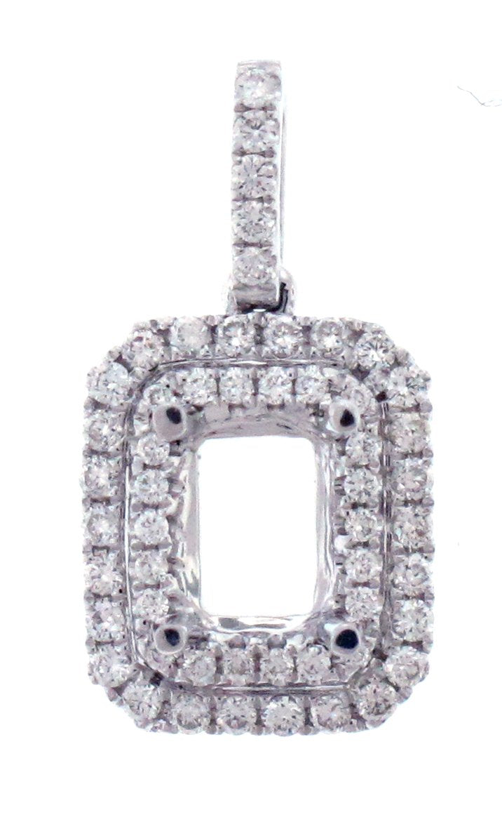18kt White Gold Diamond Halo Pendant Mounting