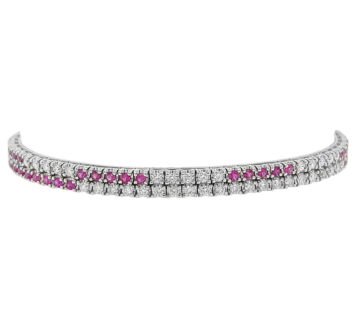 18kt White Gold Diamond And Rubellite Bracelet