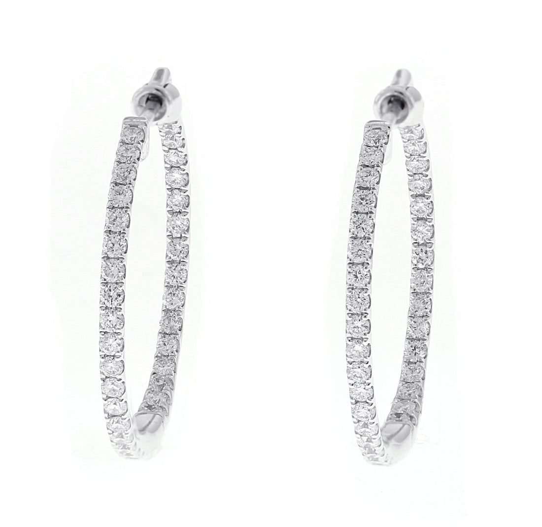 18kt White Gold Diamond Hoops