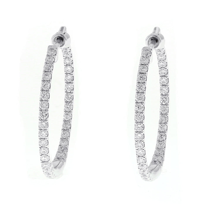 18kt White Gold Diamond Hoops