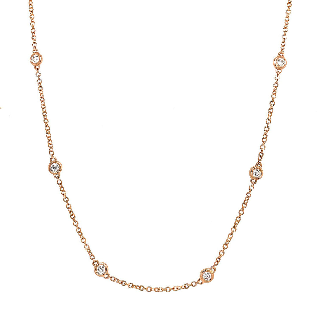18kt Rose Gold Diamond By The Inch Necklace