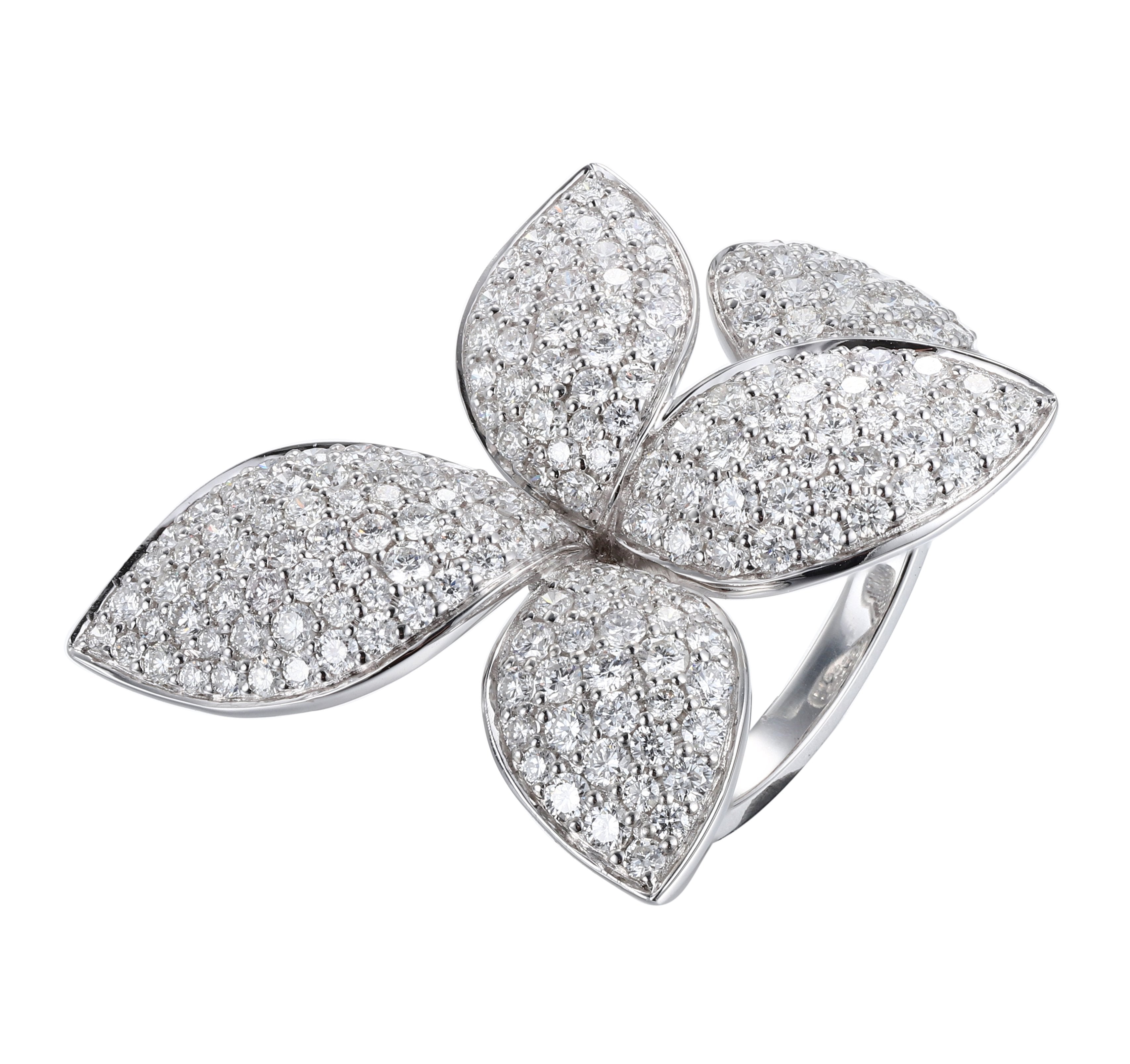 18kt White Gold Diamond Flower Ring