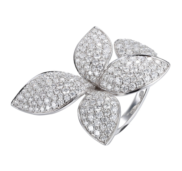 18kt White Gold Diamond Flower Ring
