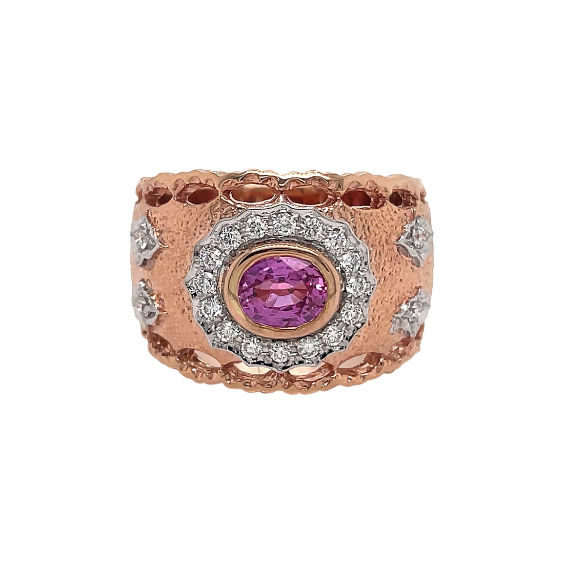 18kt Rose Gold Diamond And Sapphire Ring