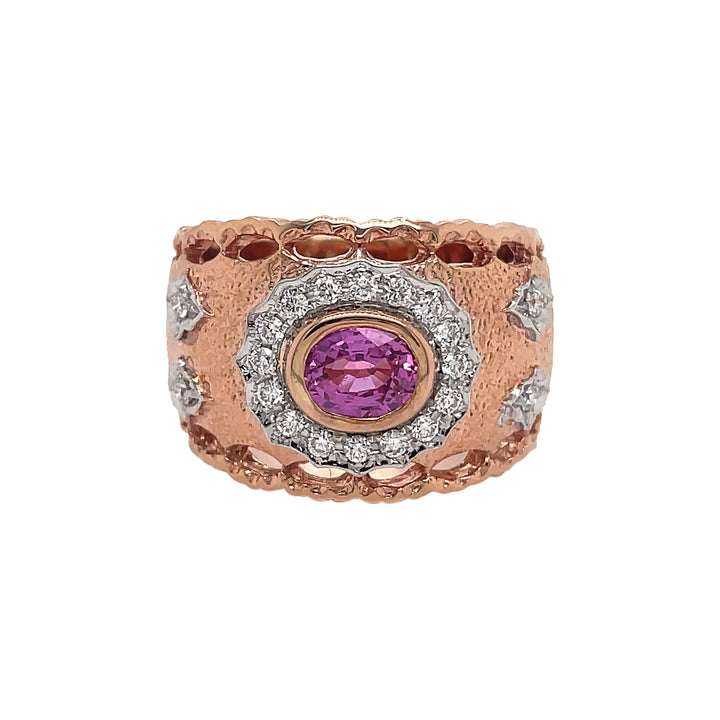 18kt Rose Gold Diamond And Sapphire Ring