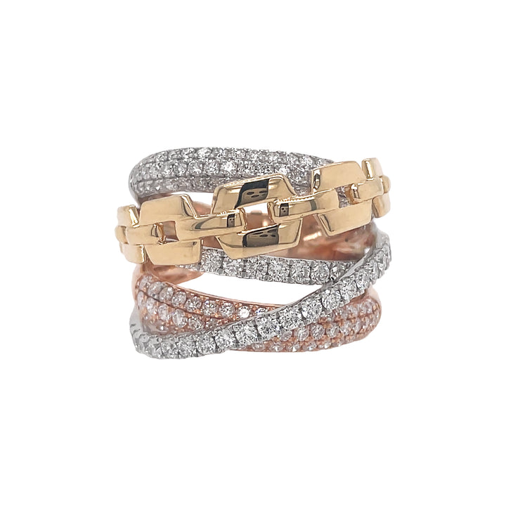 18kt Tri-color Gold Diamond Ring