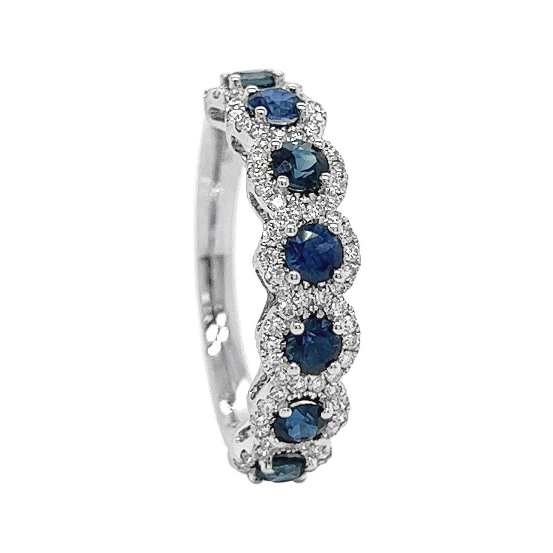 18kt White Gold Diamond and Sapphire Band