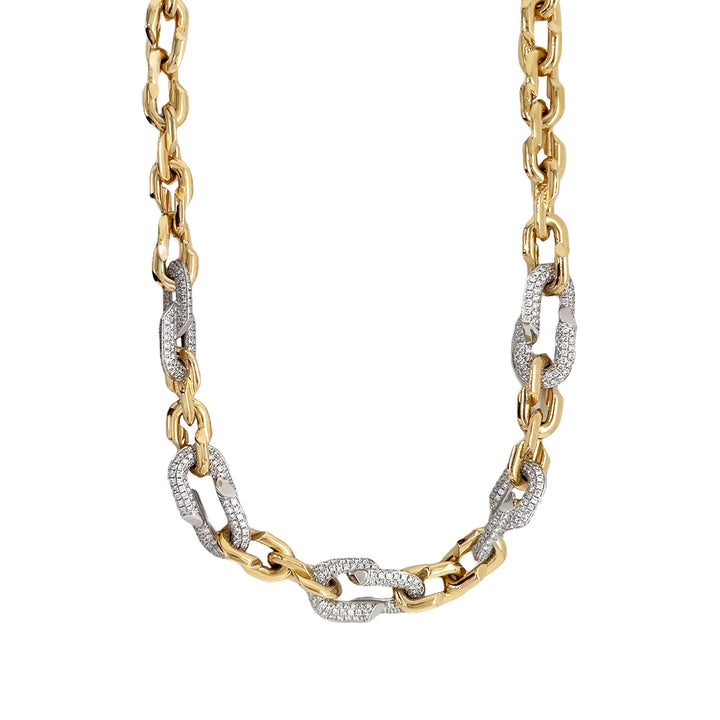 18kt Yellow and White Gold Diamond Link Necklace
