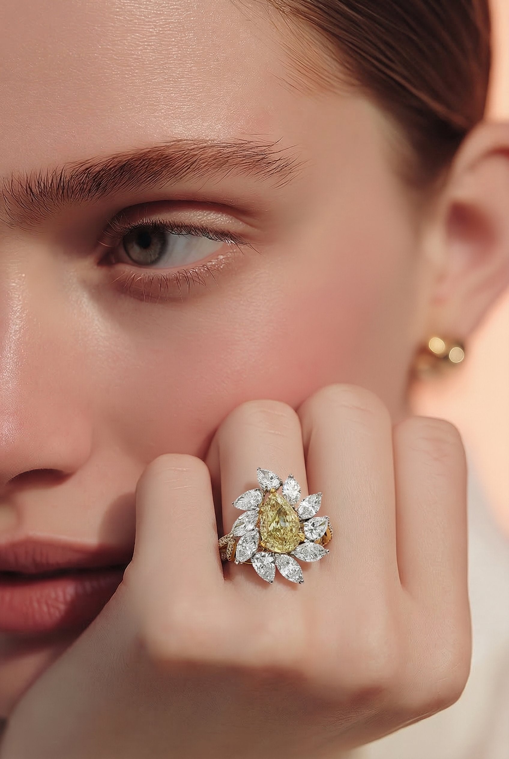 14kt White Gold Lab Diamond And Yellow Diamond Ring