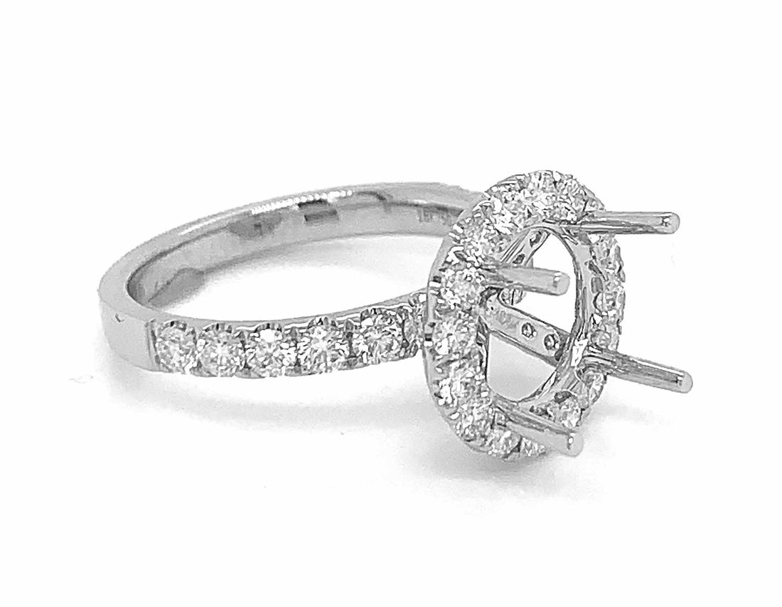 18kt White Gold Diamond Halo Semi Mount