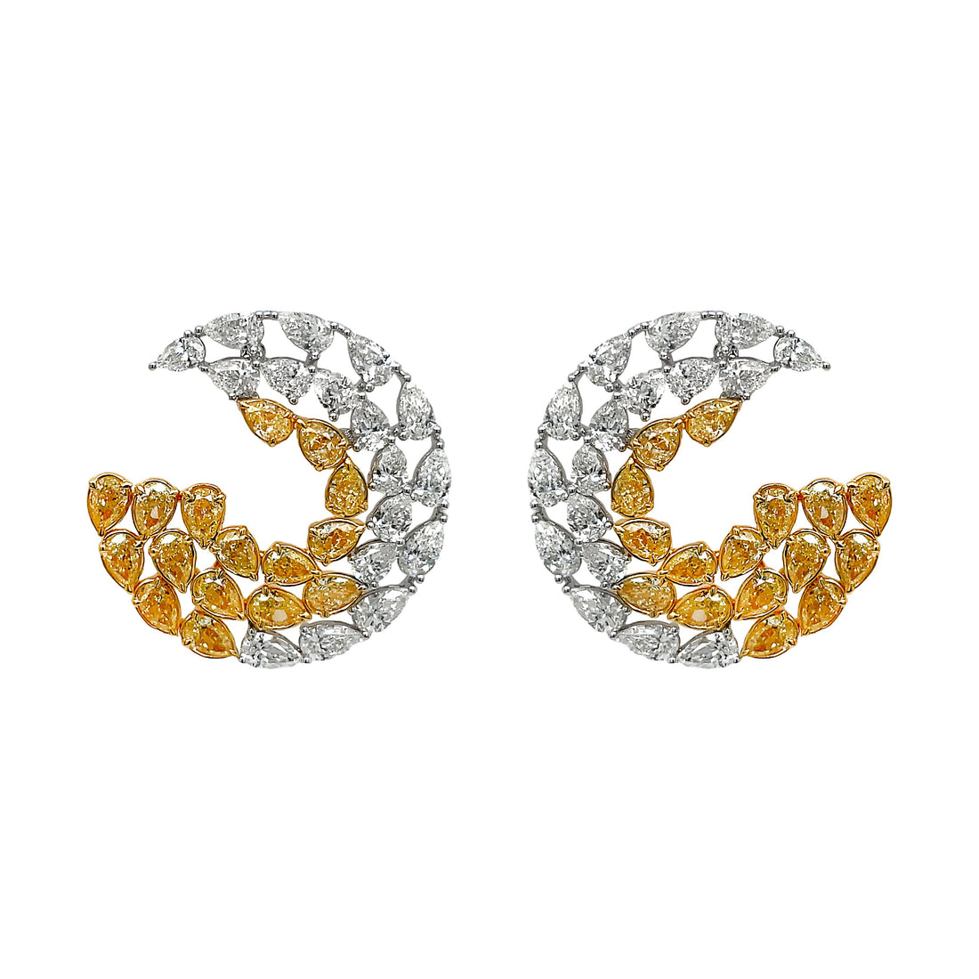 18kt White And Yellow Gold Diamond Earrings