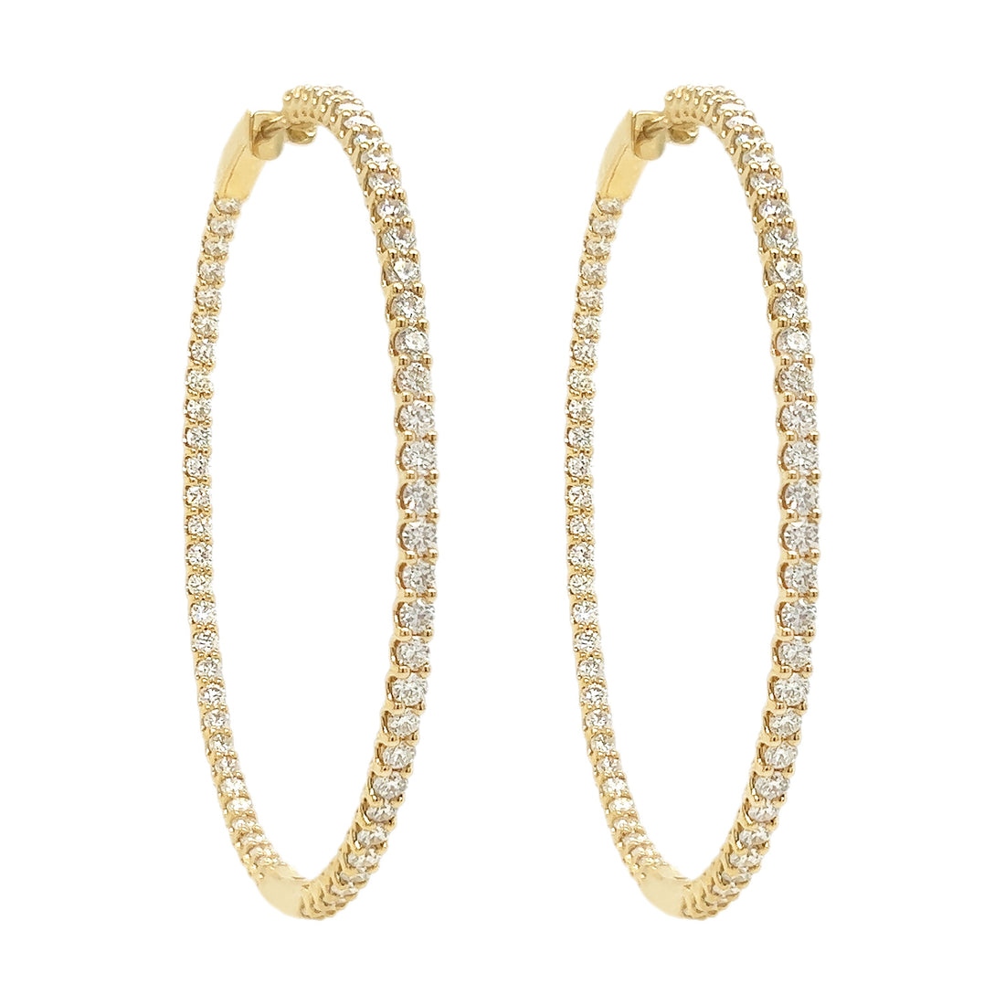 18kt Yellow Gold Diamond Hoops