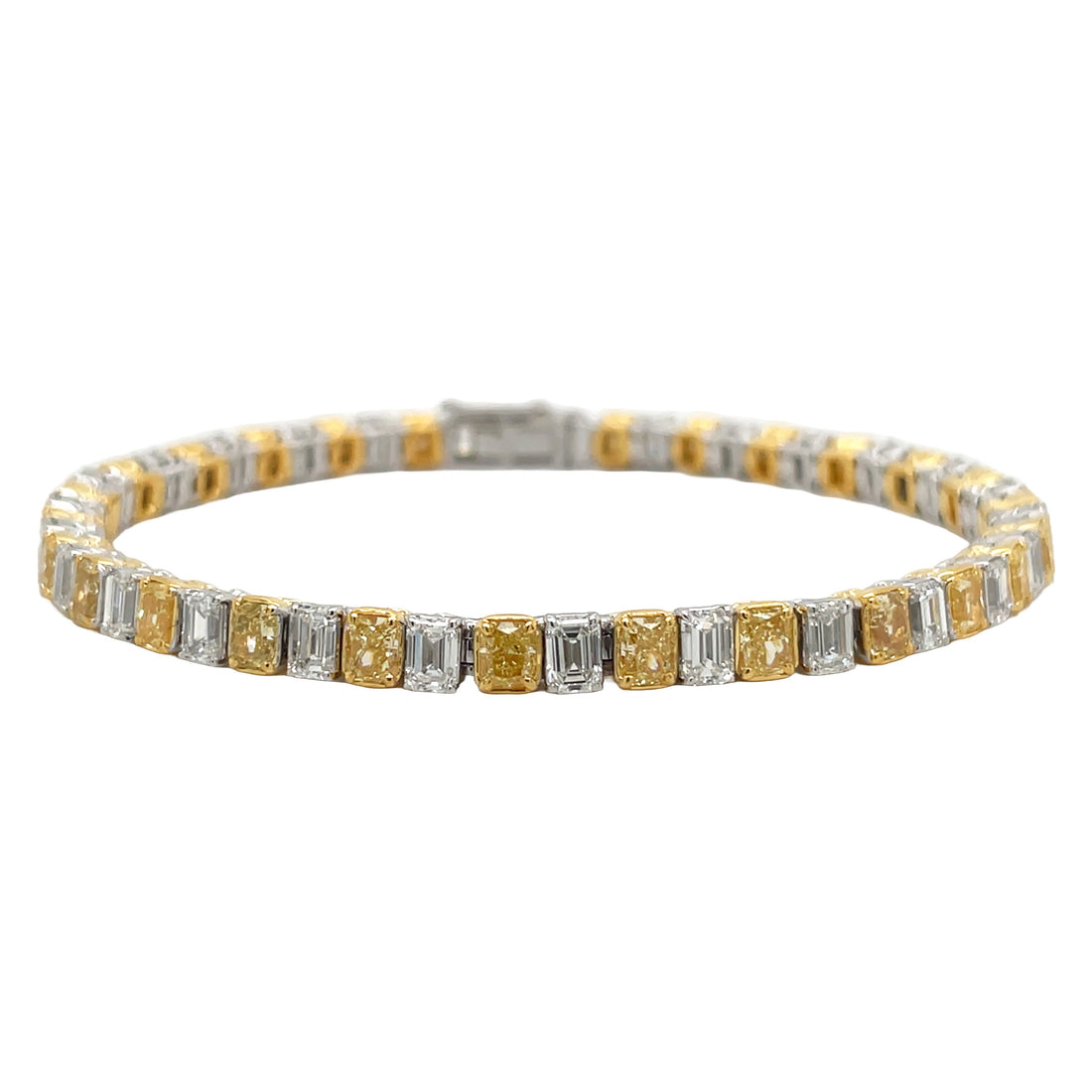18kt Yellow and White Gold Dimamond and Yellow Diamond Tennis Bracelet