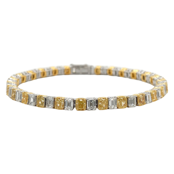 18kt Yellow and White Gold Dimamond and Yellow Diamond Tennis Bracelet