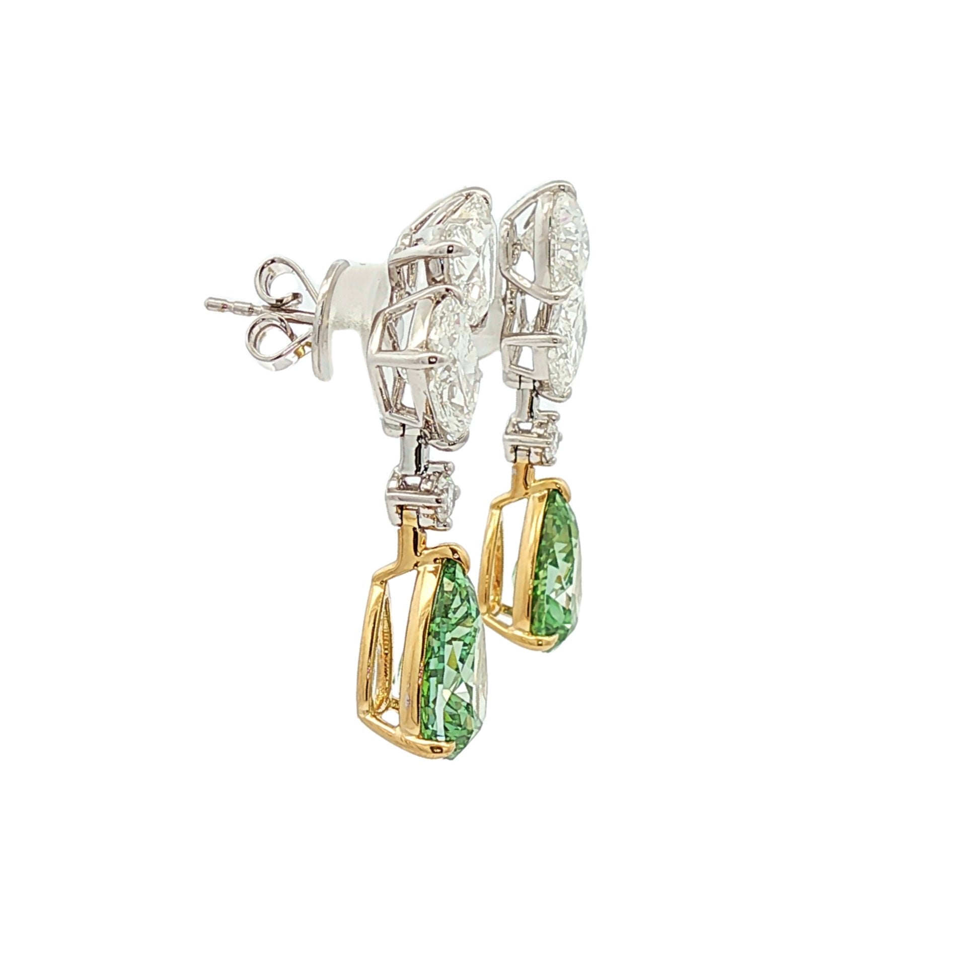 18kt White And Yellow Gold Lab Diamond Dangling Earring