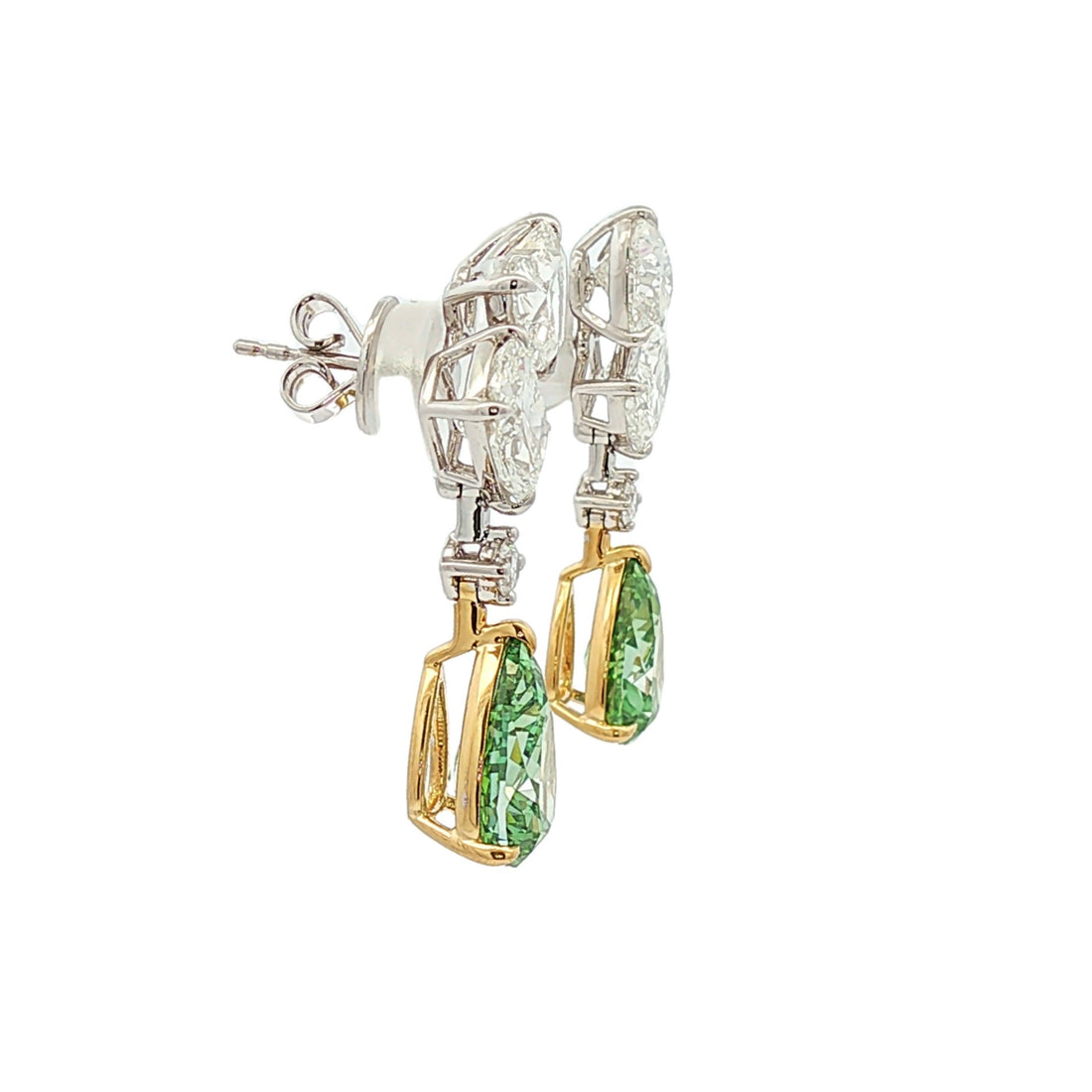 18kt White And Yellow Gold Lab Diamond Dangling Earring