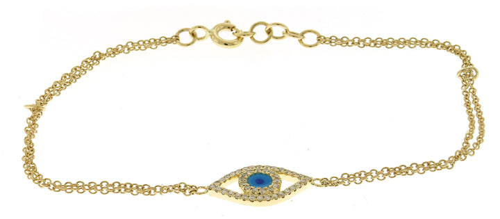 14kt Yellow Gold Diamond Evil Eye Bracelet