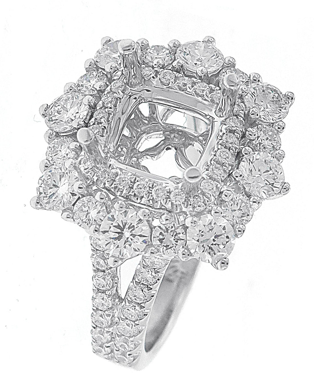 18kt White Gold Diamond Halo Semi Mount