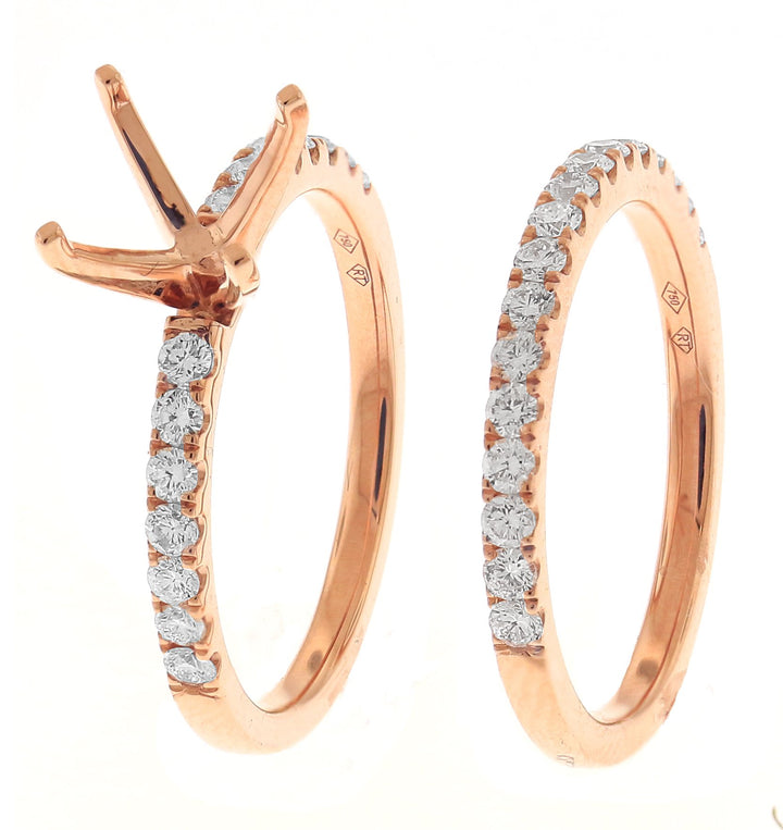 18kt White Gold Diamond Semi Mount With Matching Band