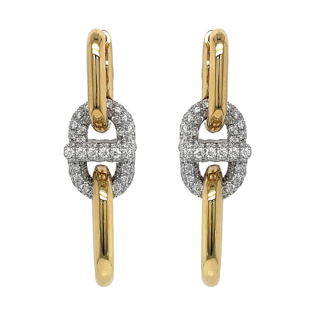 18kt Yellow and White Gold Diamond Earrings