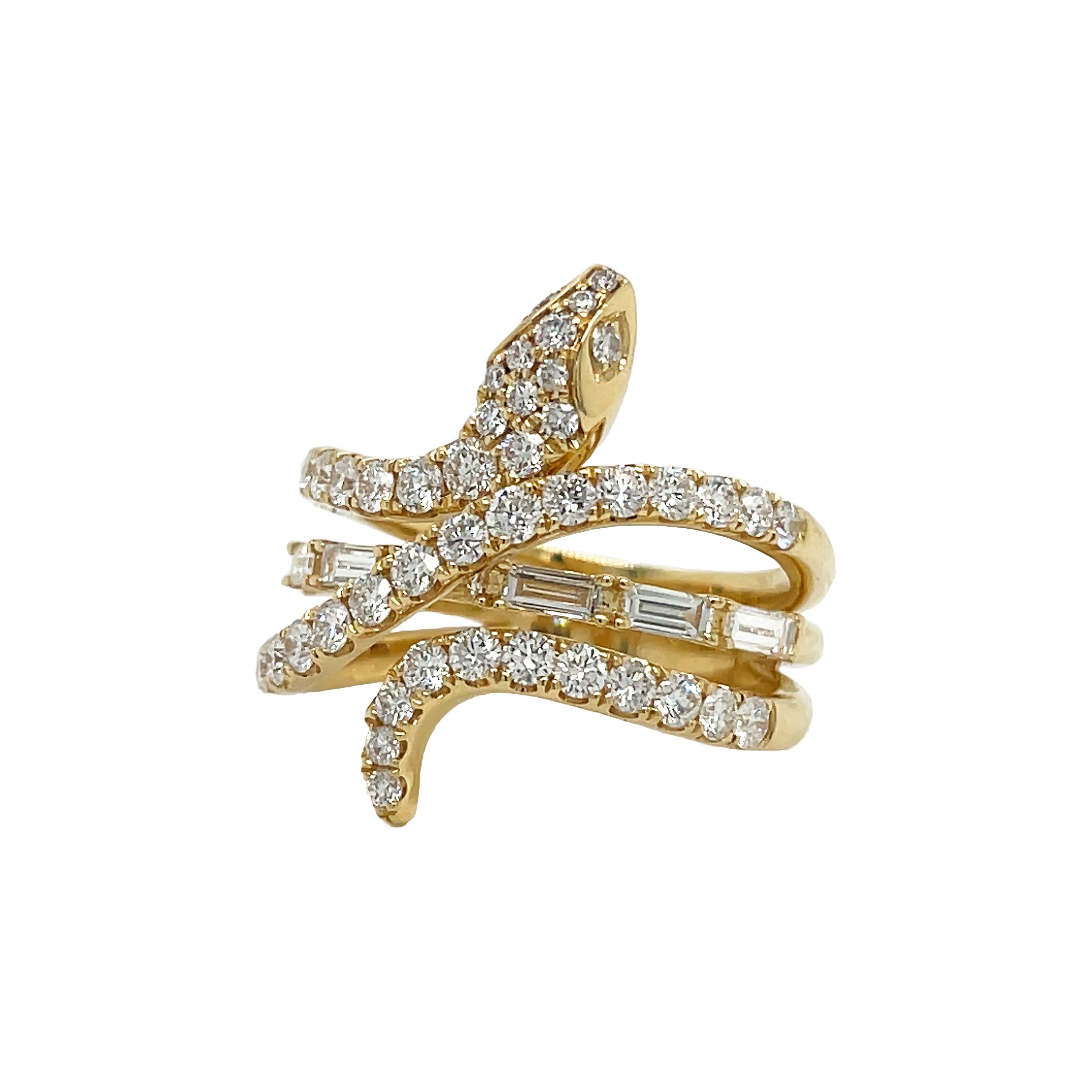 18kt Yellow Gold Diamond Serpent Ring