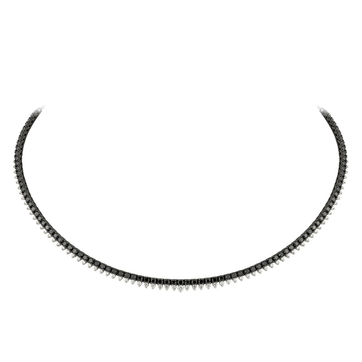 18kt White Gold Diamond and Black Diamond Tennis Necklace