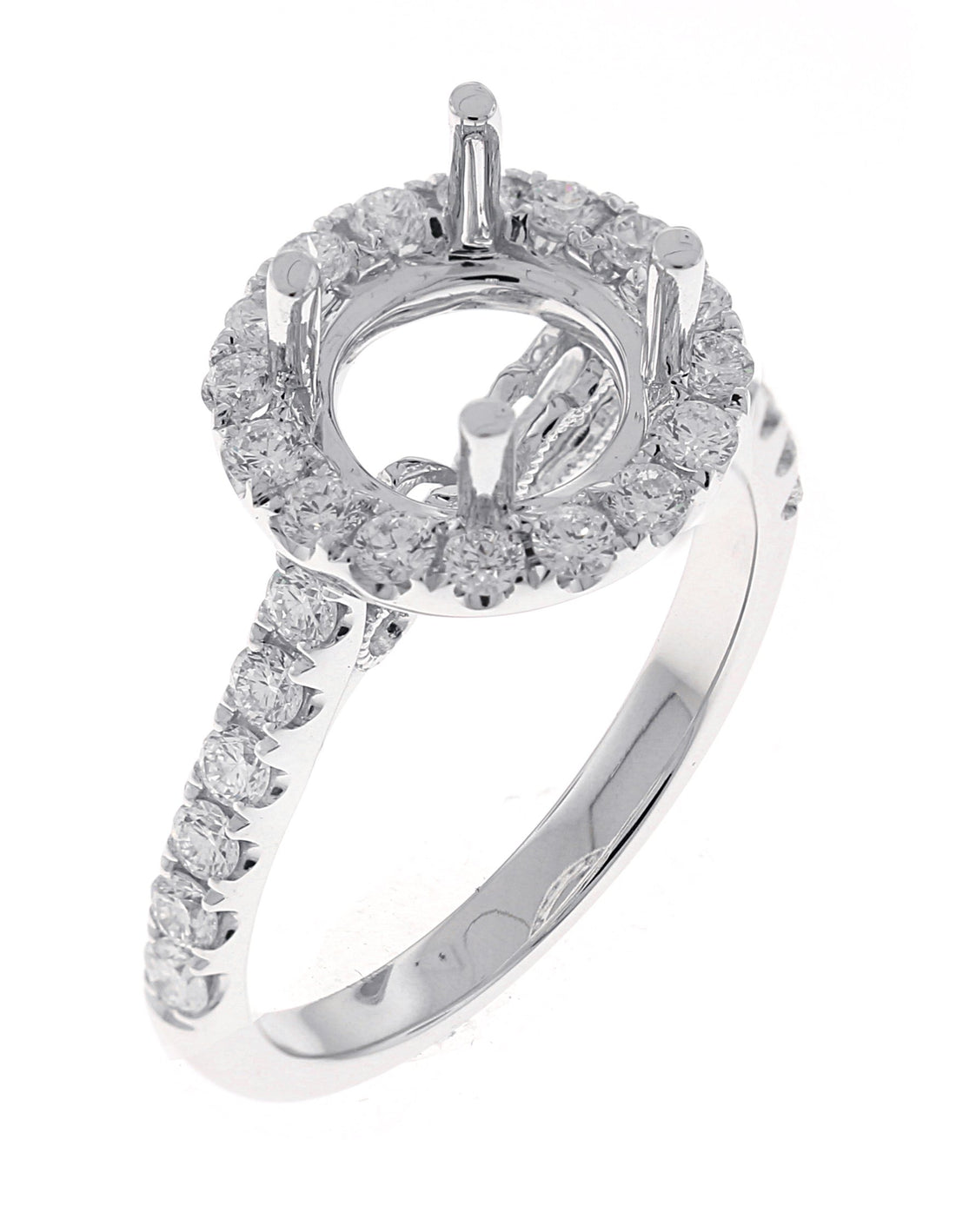 18kt White Gold Diamond Halo Semi Mount