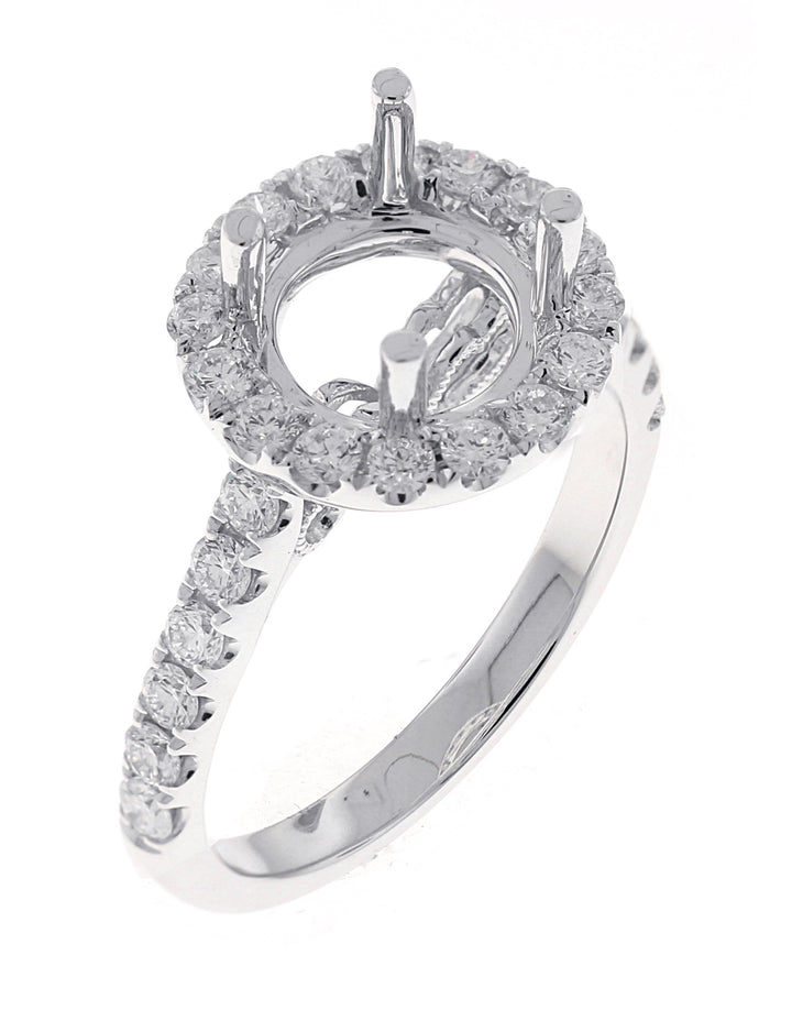 18kt White Gold Diamond Halo Semi Mount