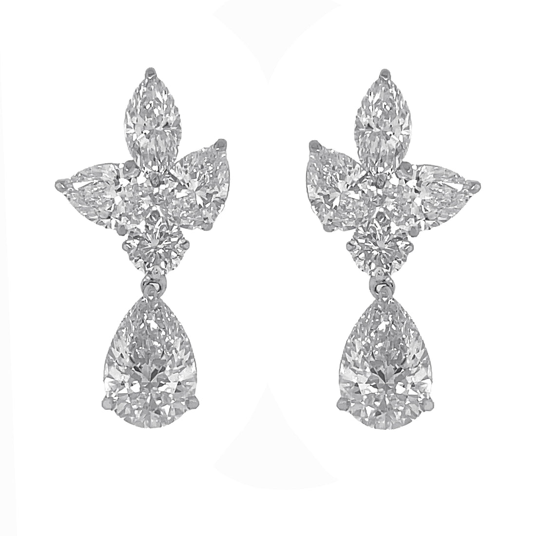 18kt White Gold Lab Diamond Dangling Earrings