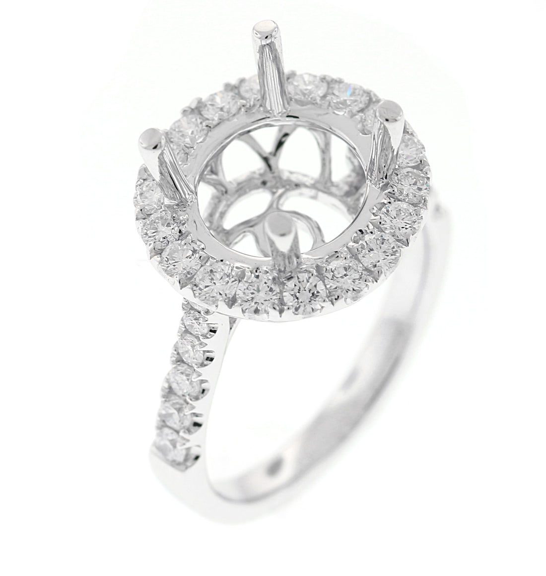 18kt White Gold Diamond Halo Semi Mount