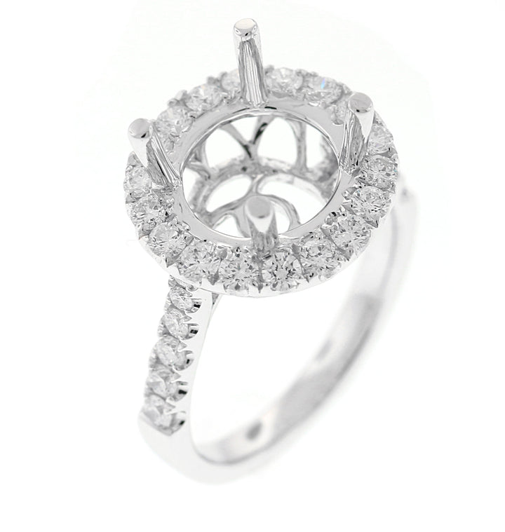 18kt White Gold Diamond Halo Semi Mount