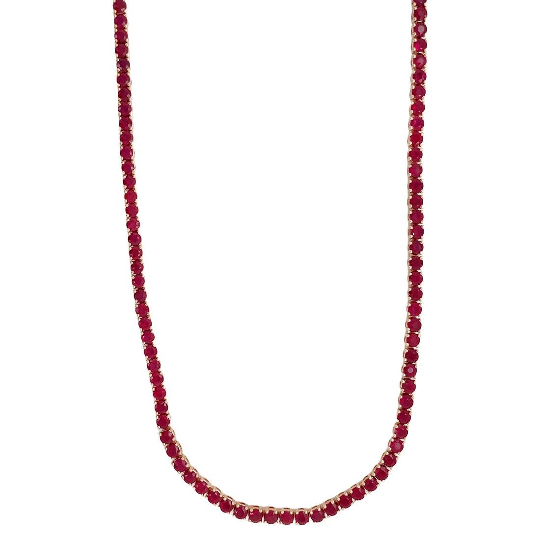 18kt Rose Gold Ruby Tennis Necklace