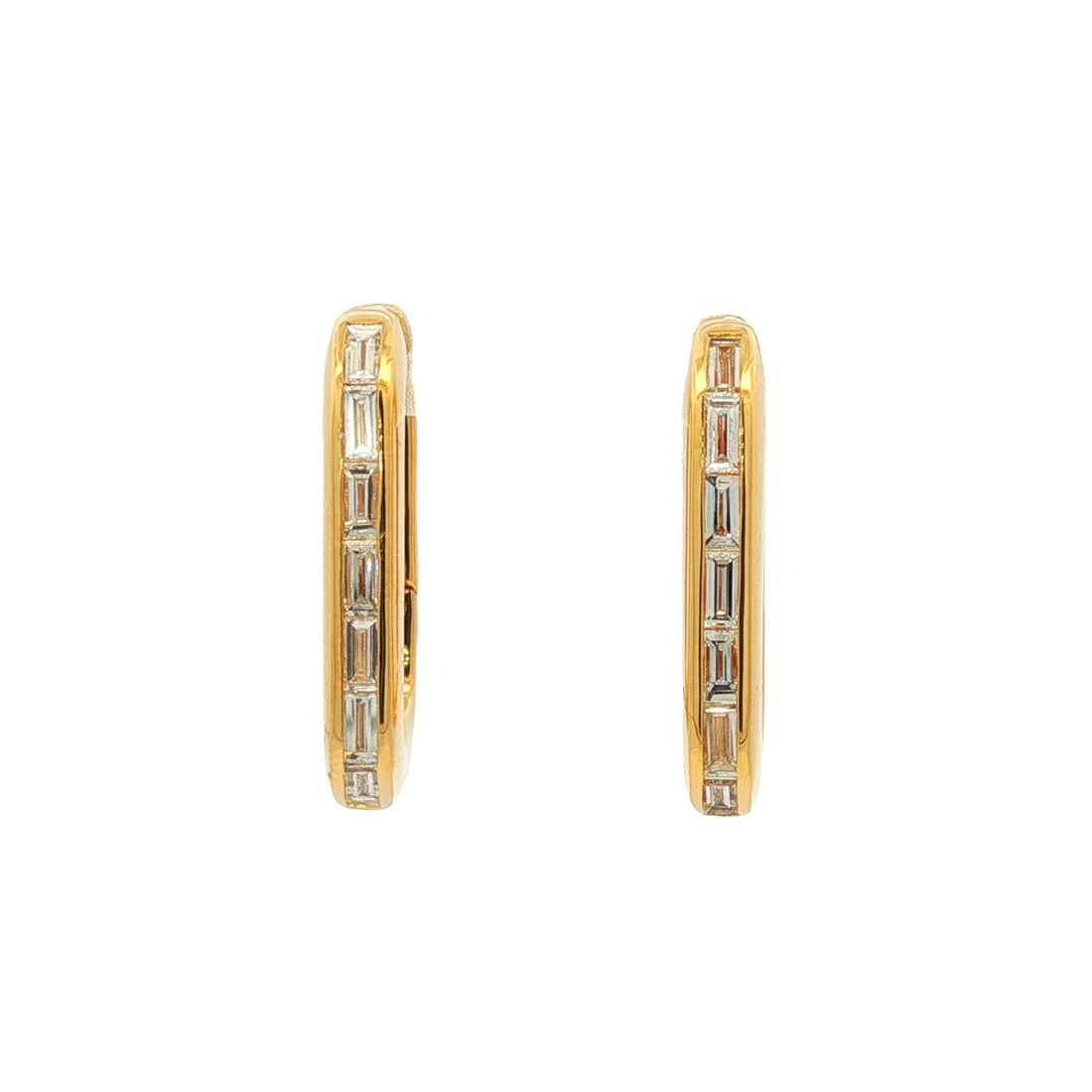 18kt Yellow Gold Diamond Hoops