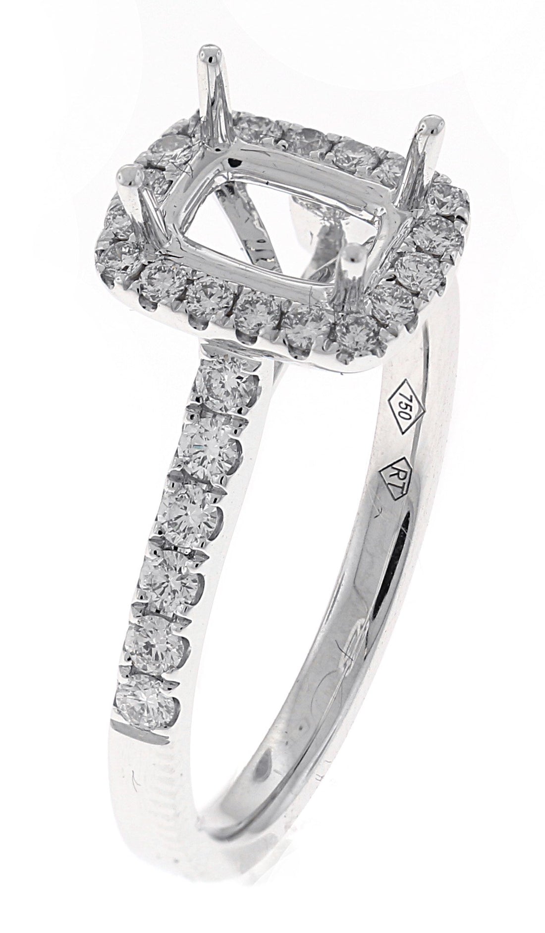 18kt White Gold Diamond Halo Semi Mount