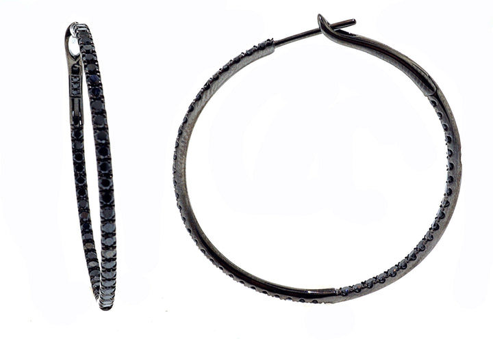 18kt Black Gold And Black Diamond Hoops