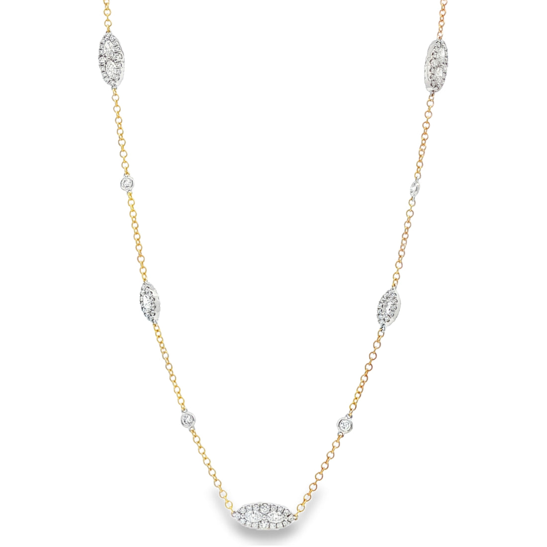 18kt Yellow And White Gold Diamonds-By-The-Inch Necklace
