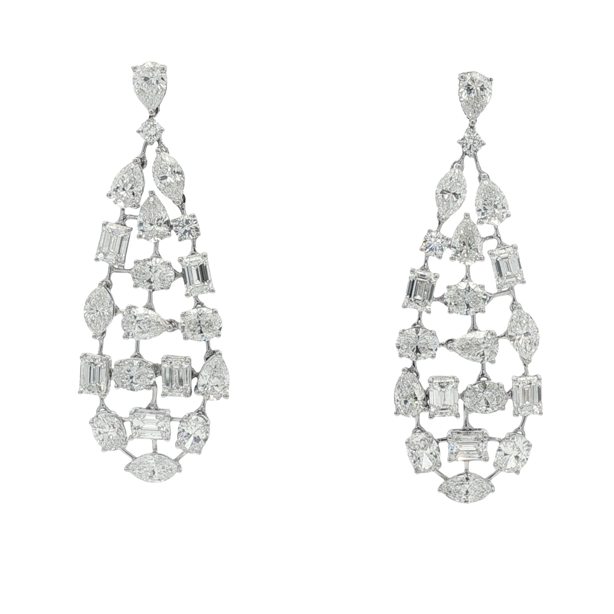 18kt White Gold Lab Diamond Dangling Earrings
